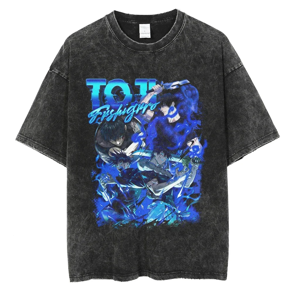 

Men Vintage Tshirt Hip Hop Streetwear Anime Graphic Print T-shirt Harajuku Summer Short Sleeve Cotton Washed Tee Unisex