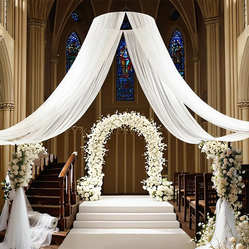 50m White Transparent Tulle Roll, Multi-use Decor Mesh for Wedding Veil, Ceiling Drape, Baby Shower Canopy Holiday Gift Wrapping