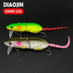 80mm 15g Mouse Minnow Floating Bionic Rat 2 Sections Jointed Artificial Jerkbait Wobblers Surface Hard Bait Pike Bass Supplies