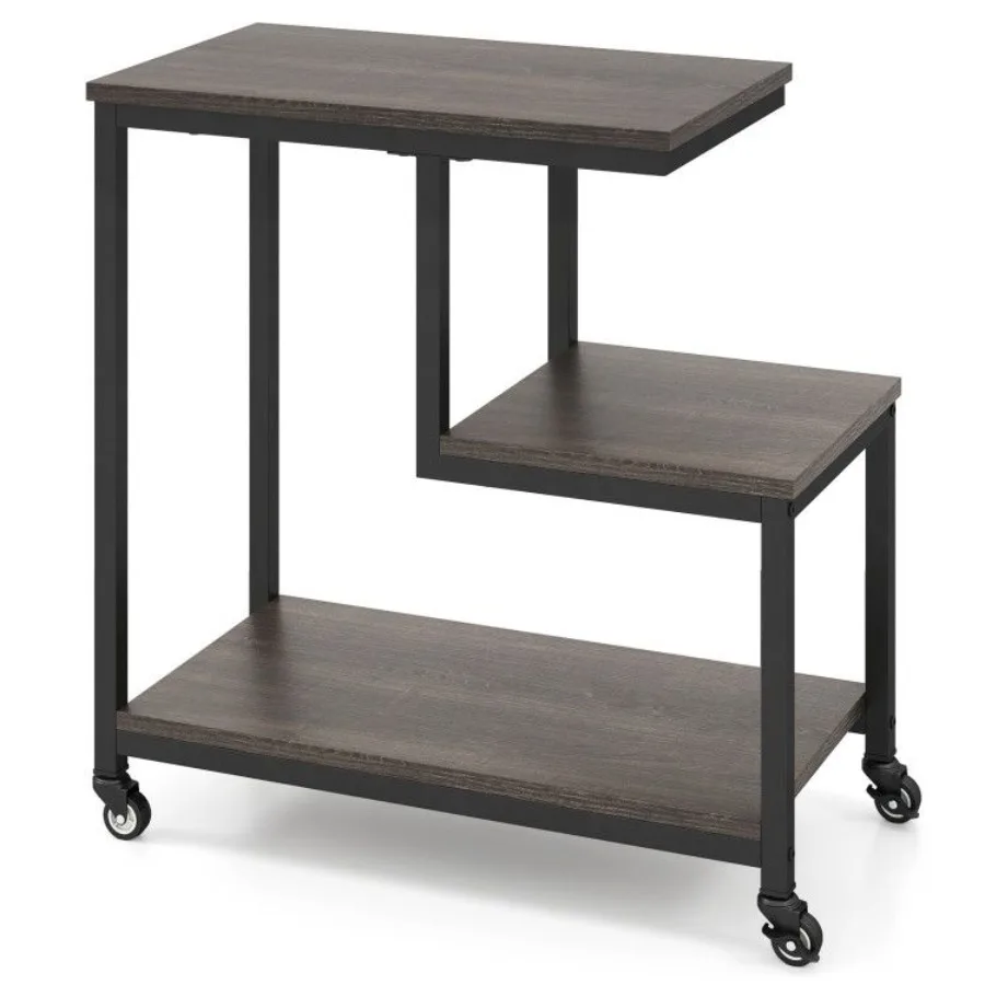 

Gshaped Side Table 3Tier Mobile End Table with Open Shelves