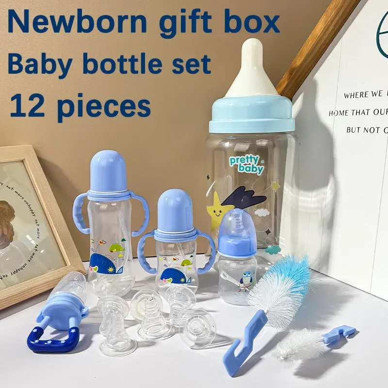 

12Pcs Multifunctional Baby Bottle Gift Set Feeding Kit with Different Size Bottles Fruit Veggie Fillers Spare Pacifiers