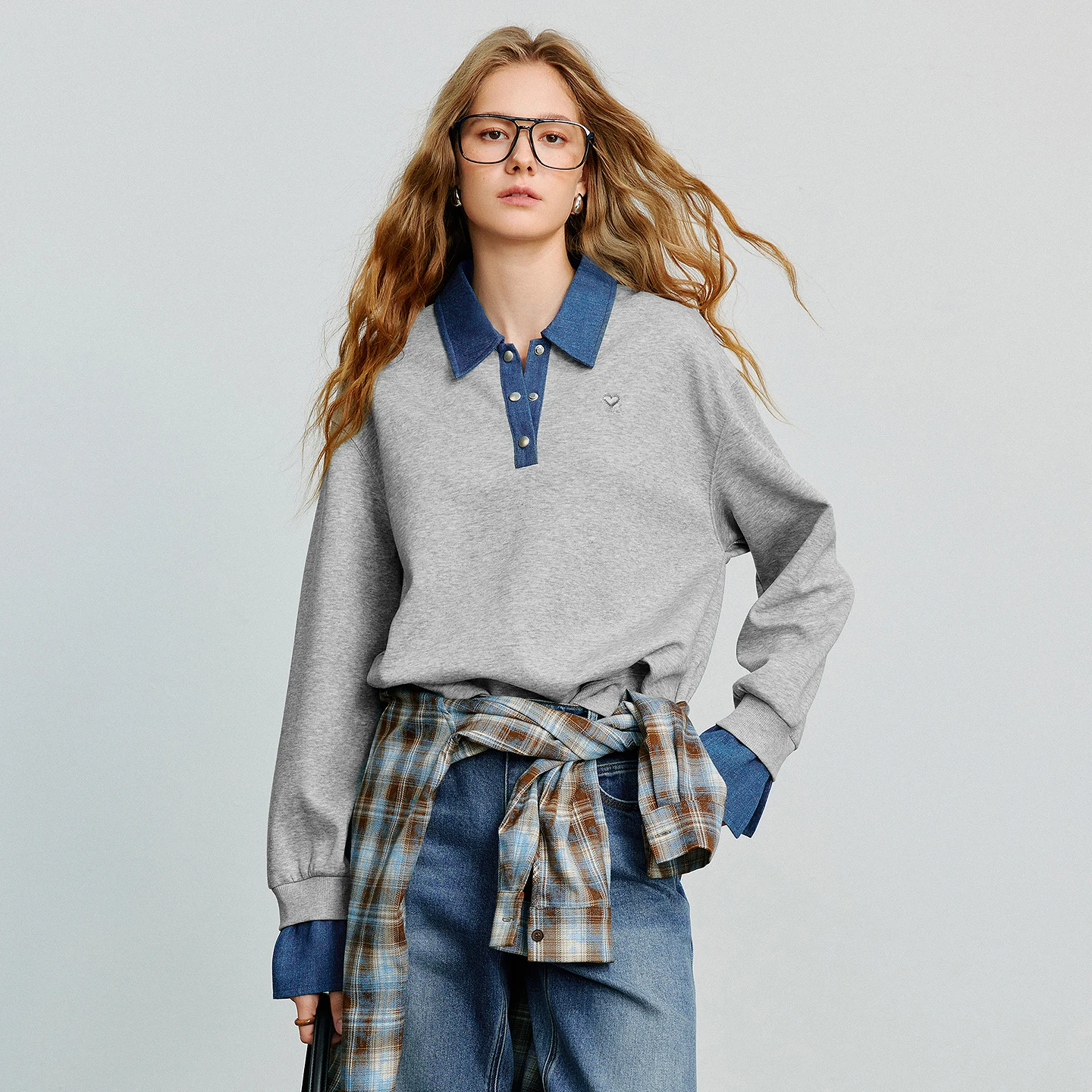 TOYOUTH المرأة هوديس البلوز 2025 الخريف جديد الربط وهمية قطعتين القطن بلوزات على الموضة Ankola الأحمر #2