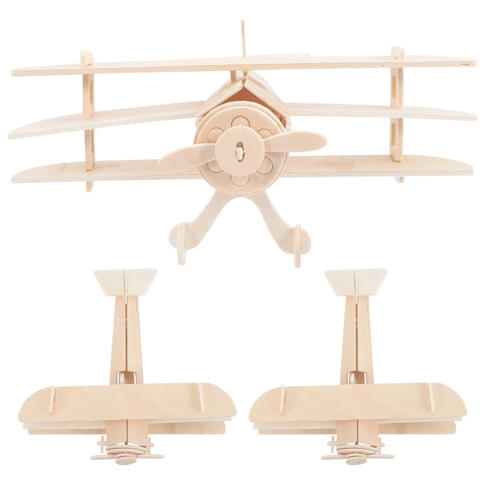 

3Pcs Wooden Airplane Puzzle DIY Assemble Paint Educational Kit Kids 3D Puzzle Creativity Hand Eye Coordination Gift