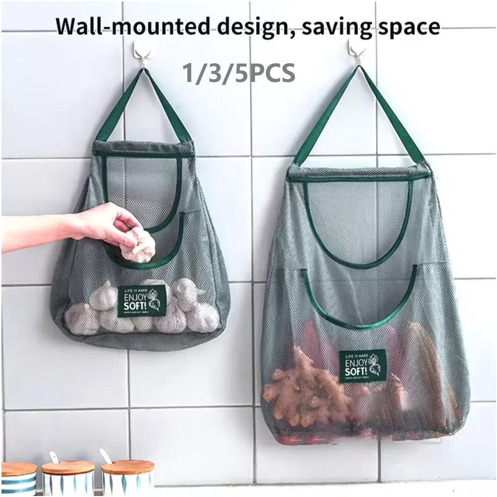 Fruit Vegetable Storage Bag Reusable Vegetable Mesh Bag Washable Eco Friendly Hollow Net Portable for Garlic Potatoes Onion