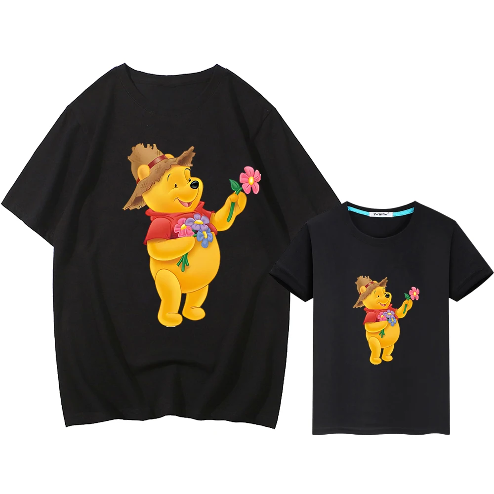 ディズニーファミリーマッチング服、子供用プークマTシャツ、男性と女性用の男の子と女の子のTシャツ、ママと娘用のトップス、y2k、10歳