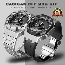 CasiOak Metal Moldura Modificação Watch Case, Mod Kit GEN4, 3ª Geração, 3ª Geração Rubber Strap, GA 2100/2110, GAB2100 Aço