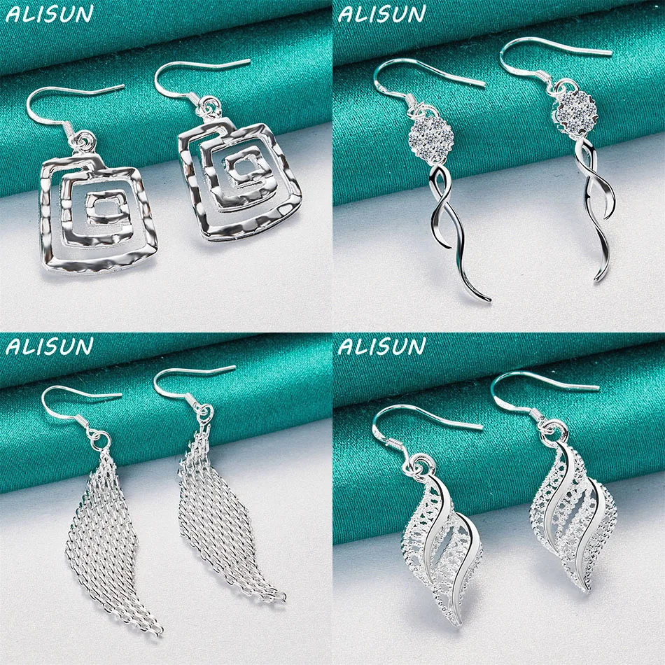 

ALISUN 925 Sterling Silver Geometric Drop Earrings For Women Creativity Gifts Street All-match Party And Daily Wear