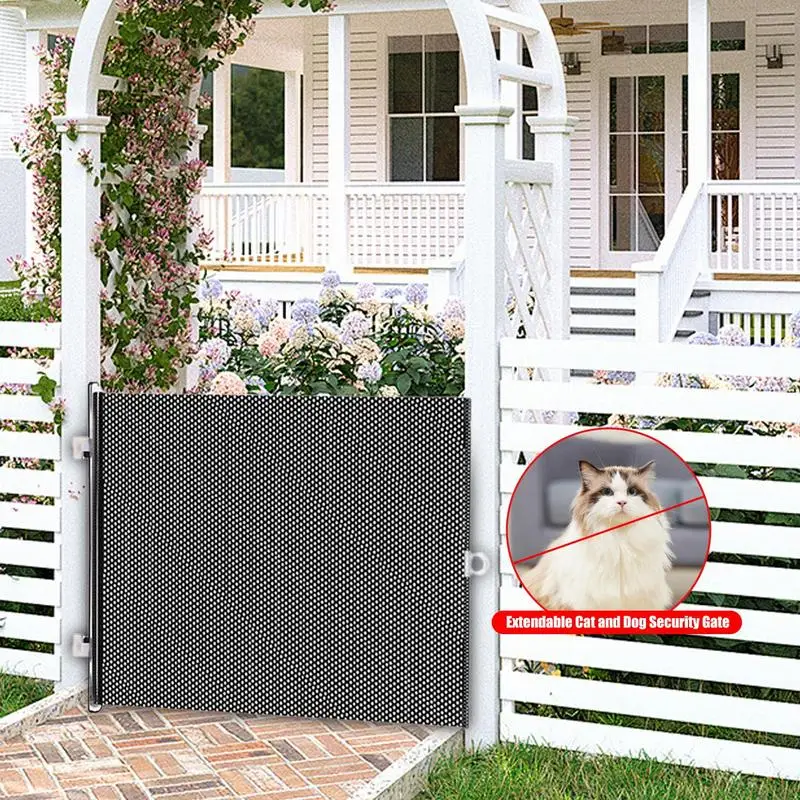 Dog Gate Retractable Pet Safety Gate Wide Pet Isolation Gate Indoor Mesh Fence  Extendable Cat and Dog Security Gate