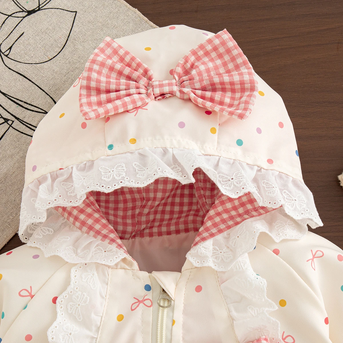 Baby Jacket Autumn And Winter Cotton Bow Colored Polka Dot Long Sleeved Baby Girl Coat Cartoon Casual Baby Girl Top Baby Clothes 5