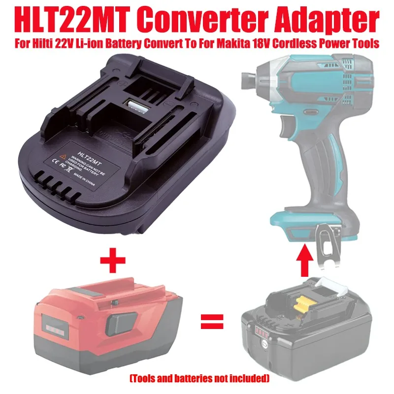 

ALASICKA HLT22MT Battery Adapter Converter for Hilti 22V Li-ion Battery Convert To Work for Makita 18V Cordless Power Tools