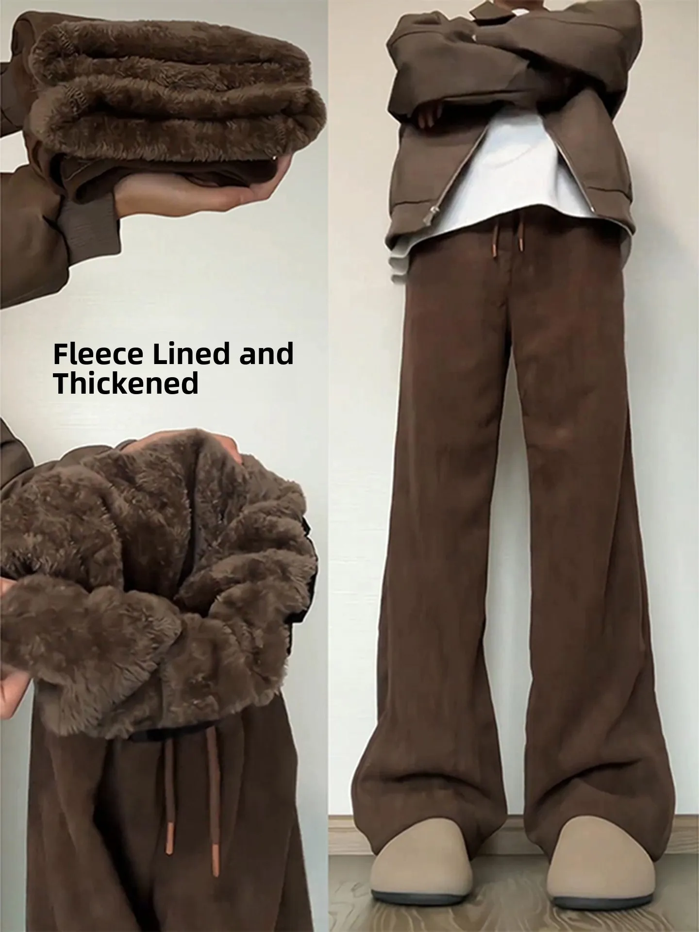 

Мужские зимние вельветовые брюки Northeast Super Thick с флисовой подкладкой, прямые широкие штанины, теплые, морозостойкие, из хлопка с добавлением овечьего флиса