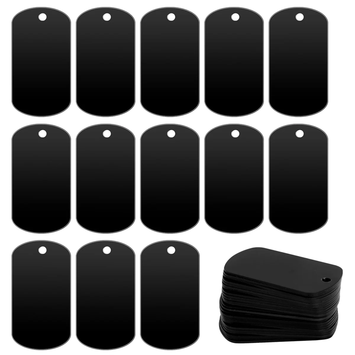 25 Pcs Metal Stamping Blanks Black for Stamping, Engraving Blanks Aluminum Stamping Blanks Keychain Blank Dog Tag