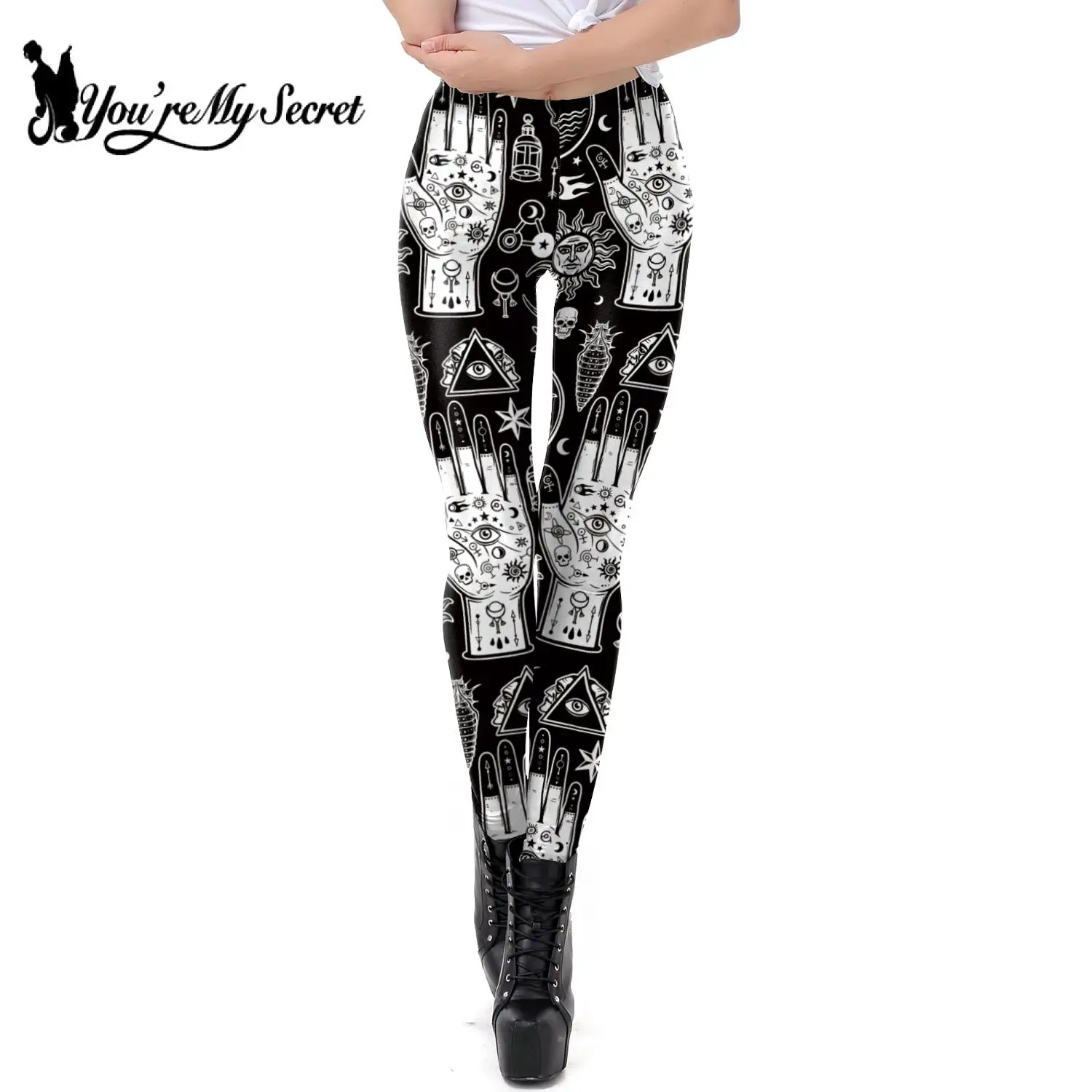 You're My Secret-Leggings Femininas de Treino de Spandex Cintura Alta, Calças Góticas Negras Skinny, Calças Fitness Strength, Leggings Treino