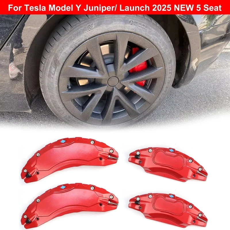

4Pcs/set 19Inch Car Brake Caliper Cover Aluminum Alloy Wheel Hub Caliper Cover For Tesla Model Y Juniper/ Launch 2025 NEW 5 Seat