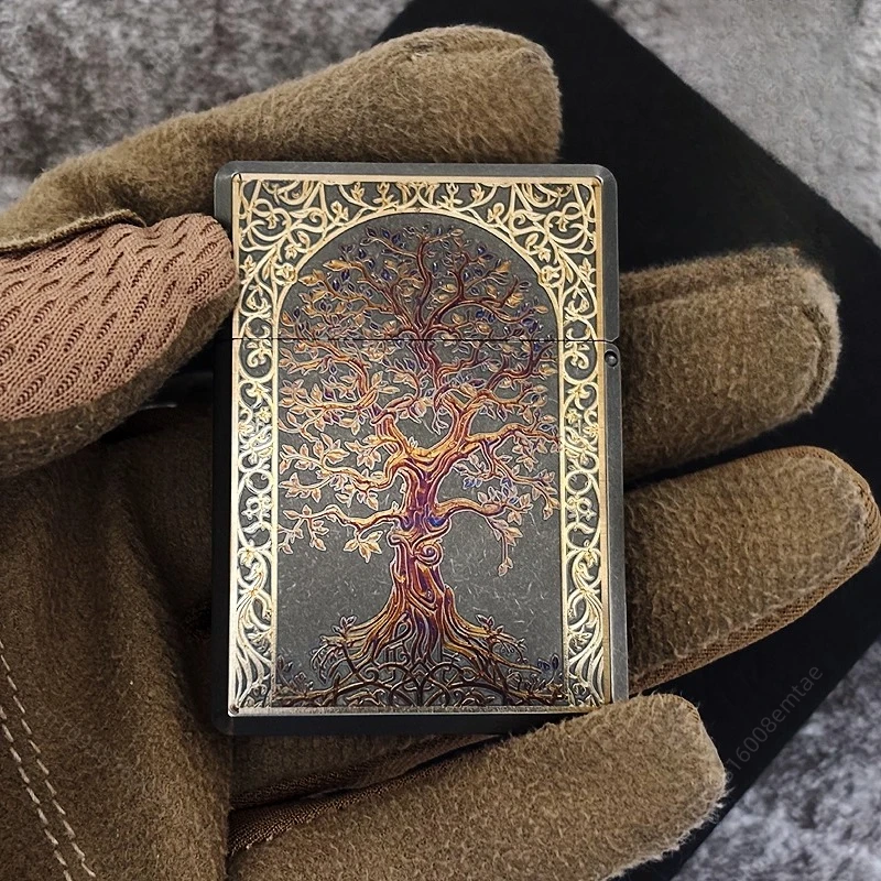 

METEOR carved board TC21 titanium alloy thick armor fuel lighter, EDC windproof grinding wheel lighter, cigarette accessories