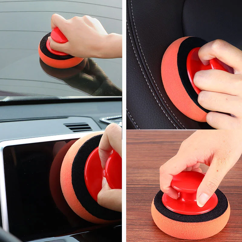 Car Wash Wax Polish Pad Polishing Pad Sponge Car Cleaning Cloth Microfiber Applicator for Auto Polisher Waxing with Handle Tools