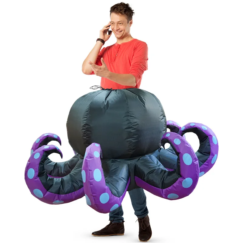 Adults Sea Monster Octopus Inflatable Costume Cartoon Blow Up Suit with Fan Funny Fancy Dress For Xmas Halloween Carnival Party - view 4