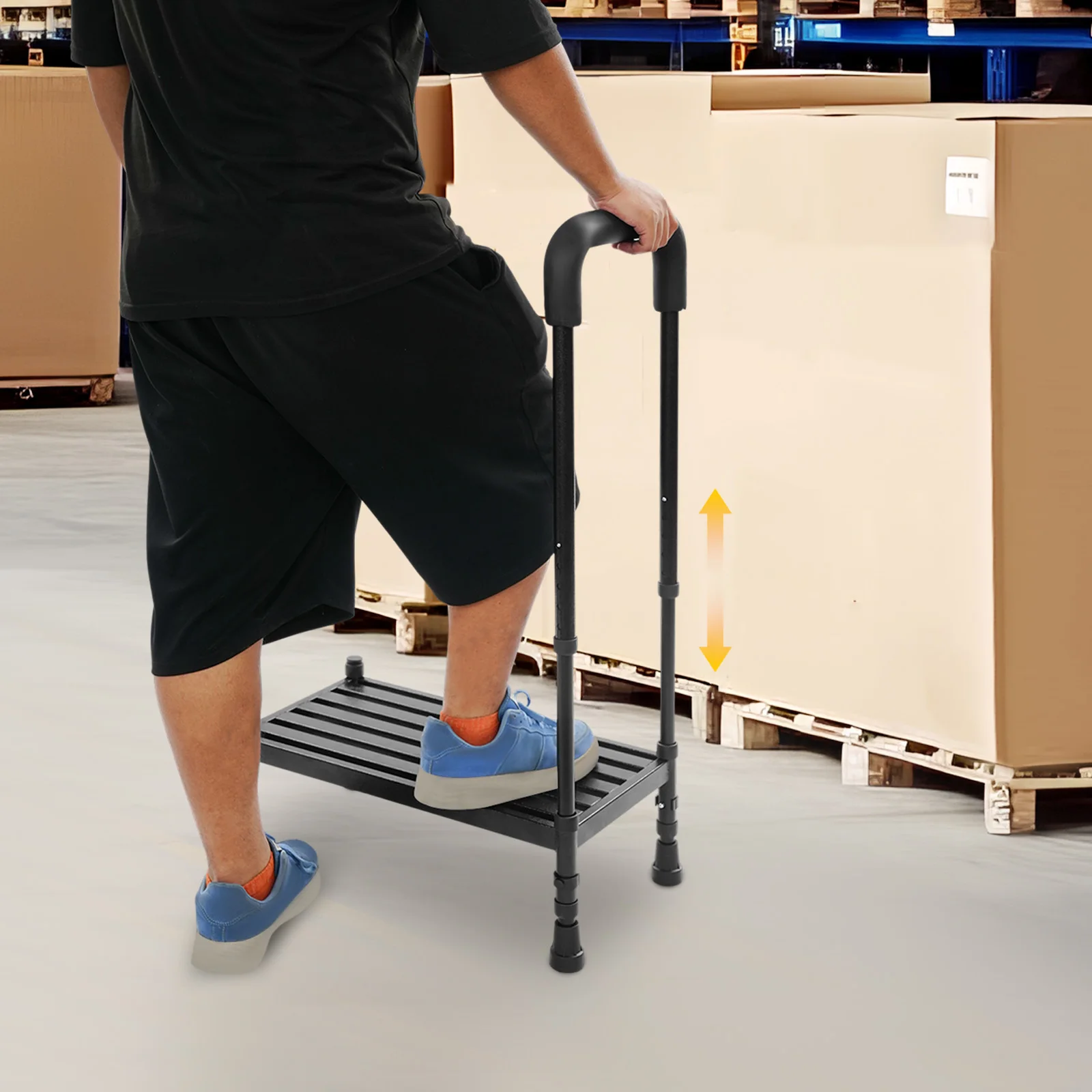 

Black 54*29*89-99cm Step Stool Floor Standing Adult Ramp Metal Stepping Stool with Sturdy Feet Carbon Steel Rubber