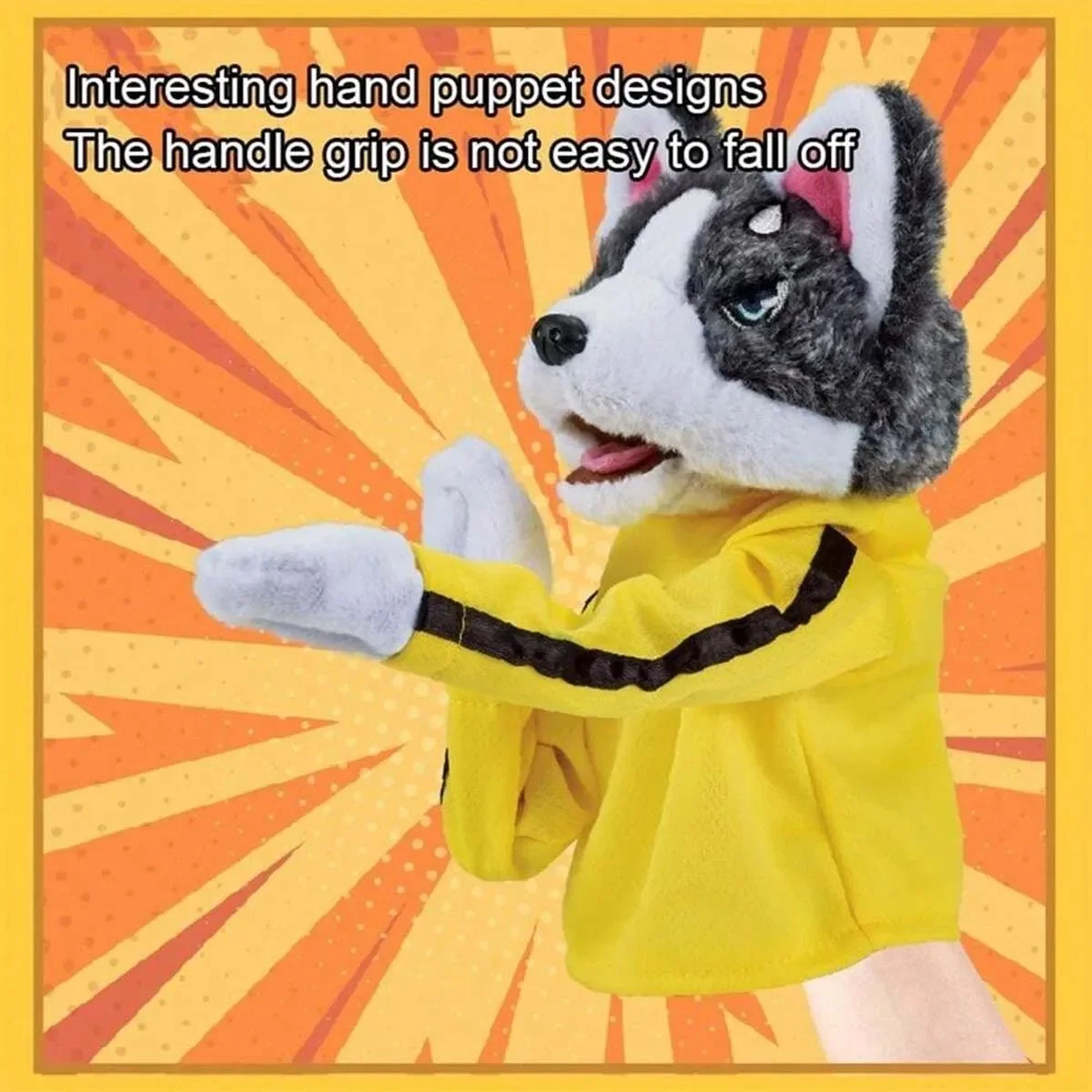 Husky Boxing Interaktives Plüschtier, Kung-Fu-Hund mit Sound, Boxspielzeug, Plüschpuppe mit Sound, Interaktive Boxhund-Handpuppe – Detail 10