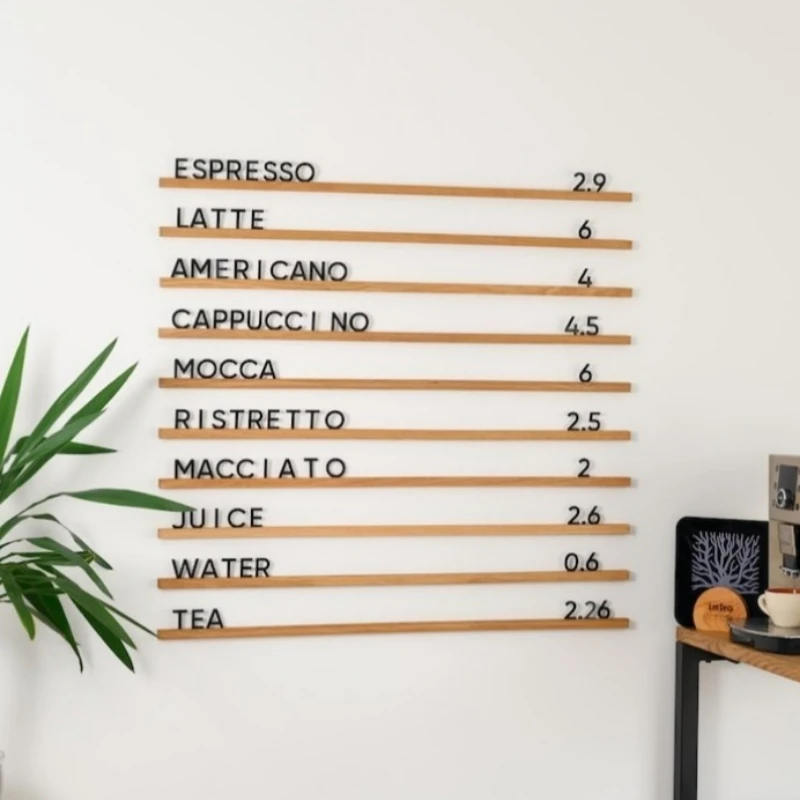 Cafe Wall Menu Board, Reusable Changeable Letter Sign Display for Coffee Shop, Restaurant & Bakery Interior Decor
