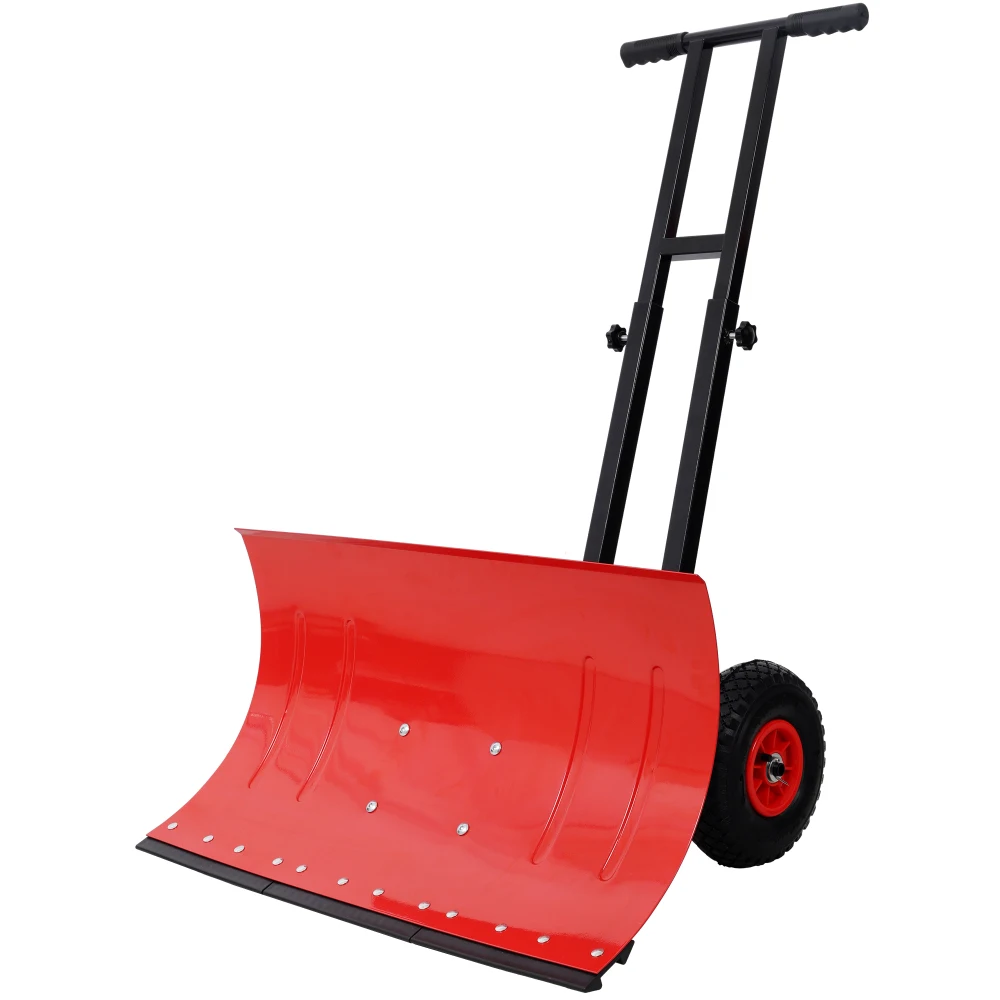 Dual Bar Snow Shovel with Wheels, Snow Pusher, Adjustable Length handle, Adjustable Angle Handle & Blade Snow Removal Tool, 29