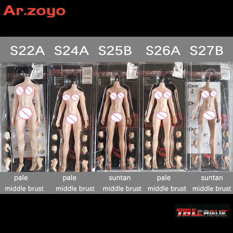 

TBLeague Phicen 1/6 Scale Super-Flexible Female Seamless Bodies S22A S24A S25B S26A S27B Pale/Suntan Skin Action Figure Body