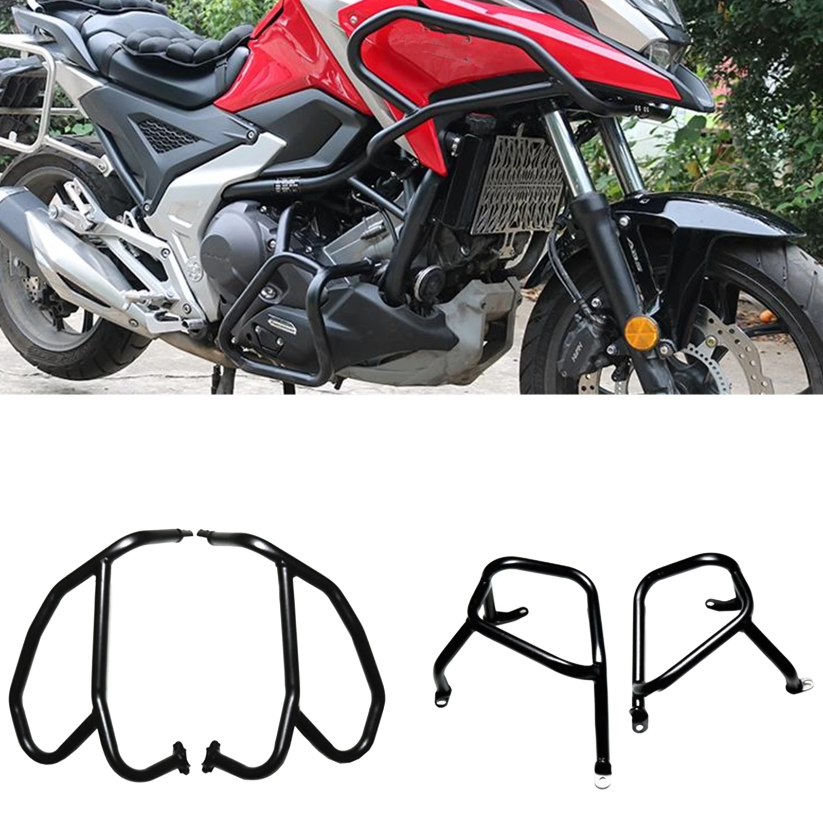 

For Honda NC750X 2021 2022 2023 Motorcycle Engine Upper+Lower Guard Crash Bar Protector Kit Bracket