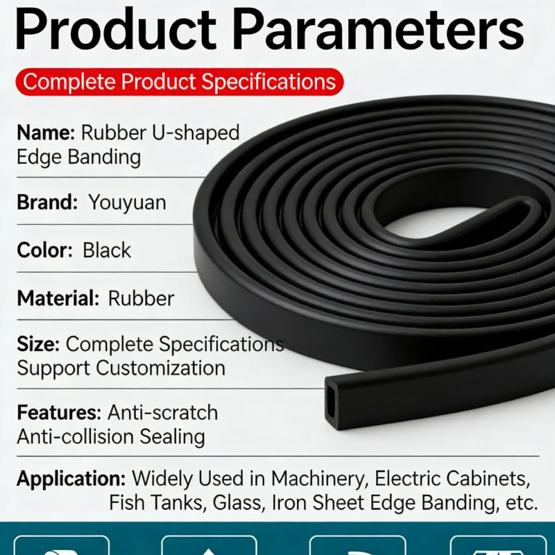 1PC Rubber Edge Trim U-Shape Foam Strip Steel Plate Cable Tray Bumper Electrical Cabinet Edge Sealing Strip Custom