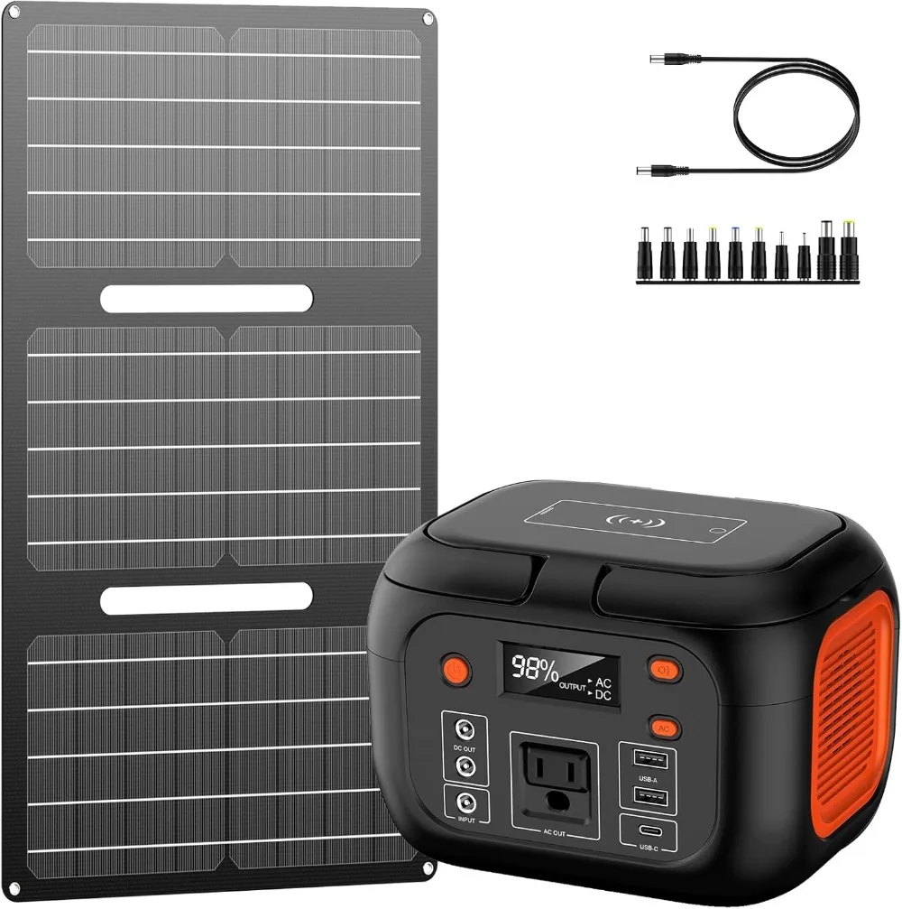 30W Portable Foldable Solar Panel Charger 12 Volt Waterproof High Efficiency 26400mAh Battery Pack Fasting Charging 150W AC