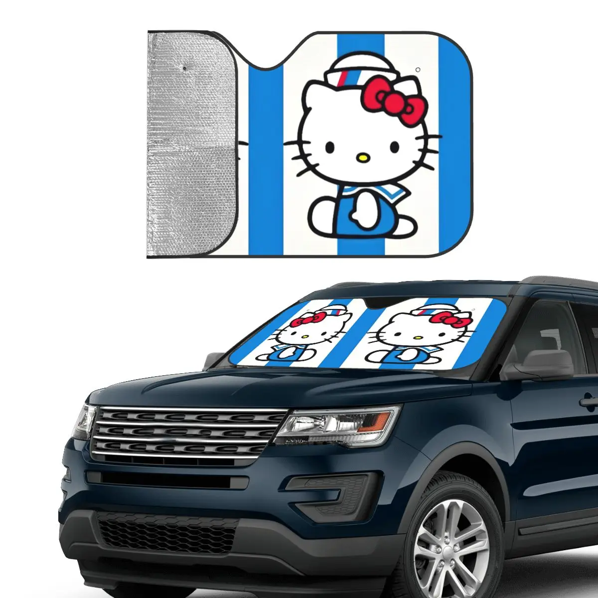 Hello Kitty Sailor Sunshade Windscreen Funny Car Front Windshield 76x140cm Car Sunshade Car-styling