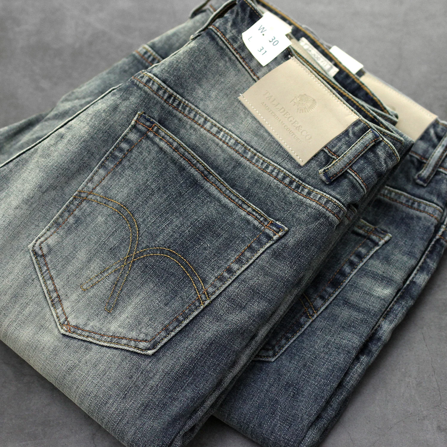 

Эластичные повседневные свободные утепленные джинсы для мужчин, осенне-зимние, прямого кроя, винтажные, в американском стиле, длинные брюки, молодежная мода