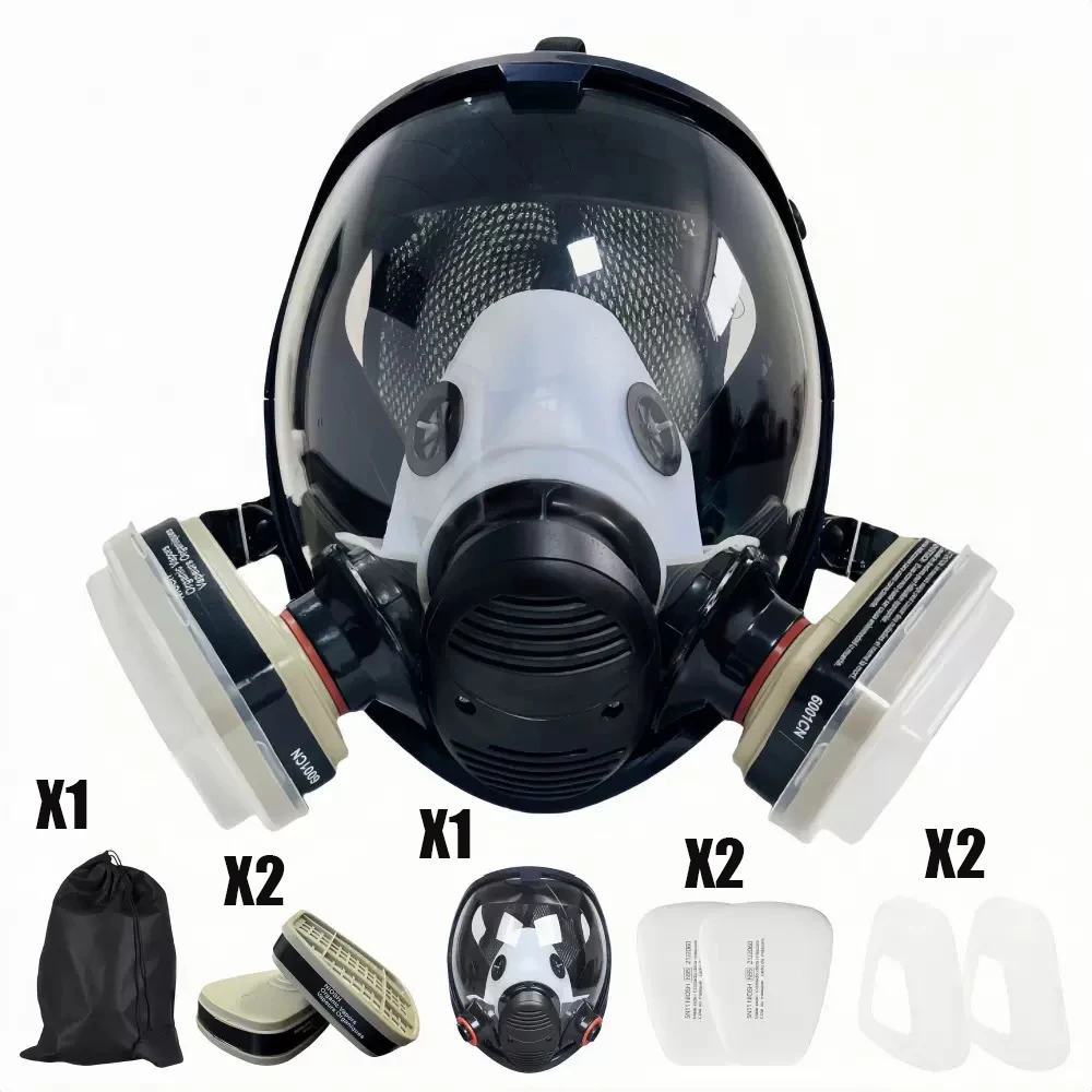 

Gas mask spray-painted dust-proof full-face mask Spherical wide-view firefighting and gas protection full-face mask