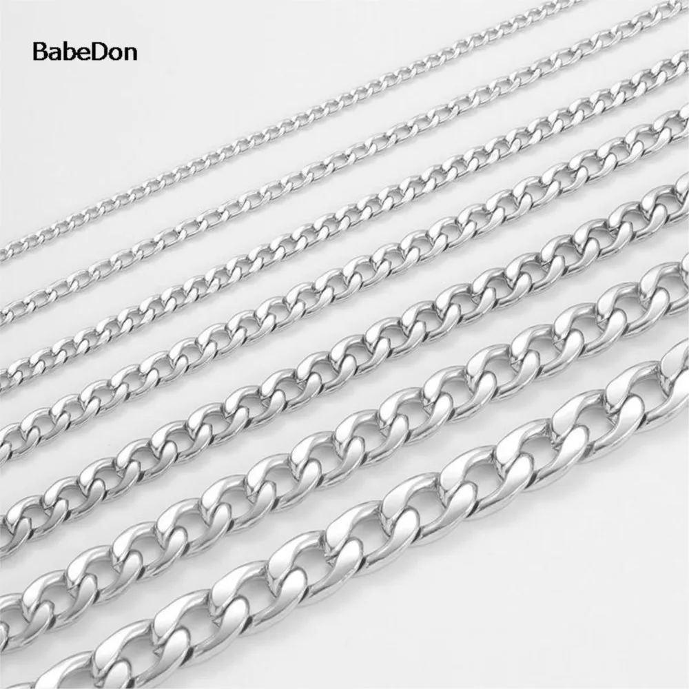 Women Men's Necklace Stainless Steel Curb Cuban Link NK Chain Steel Color Basic Punk Male Choker Jewelry Gifts Free Shipping