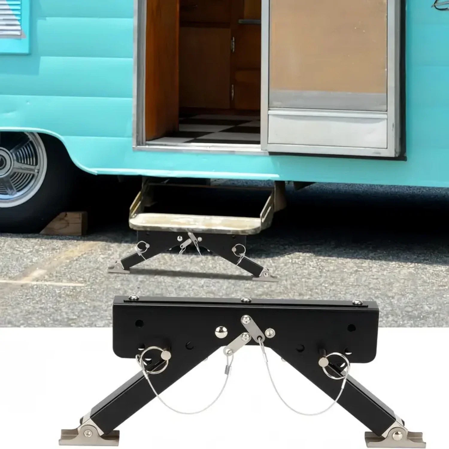 

1PC RV Step Stabilizer Adjustable Folding Board Bracket Stair Support Stabilizer Kit From 2.8in To 11.3in For Trailers Motorhome