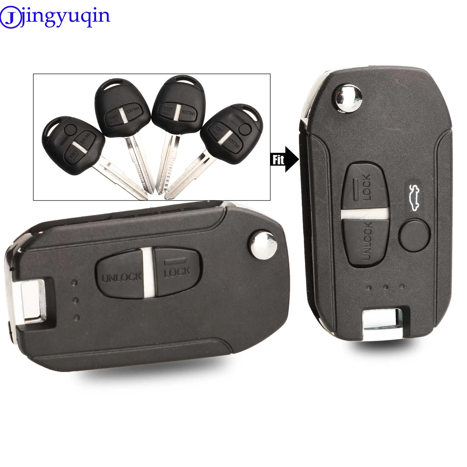 

jingyuqin 10P 2/3 Buttons Modified Key Case Shell Cover For Mitsubishi Lancer Evo Colt Outlander Mirage Keyless (Right Blade)