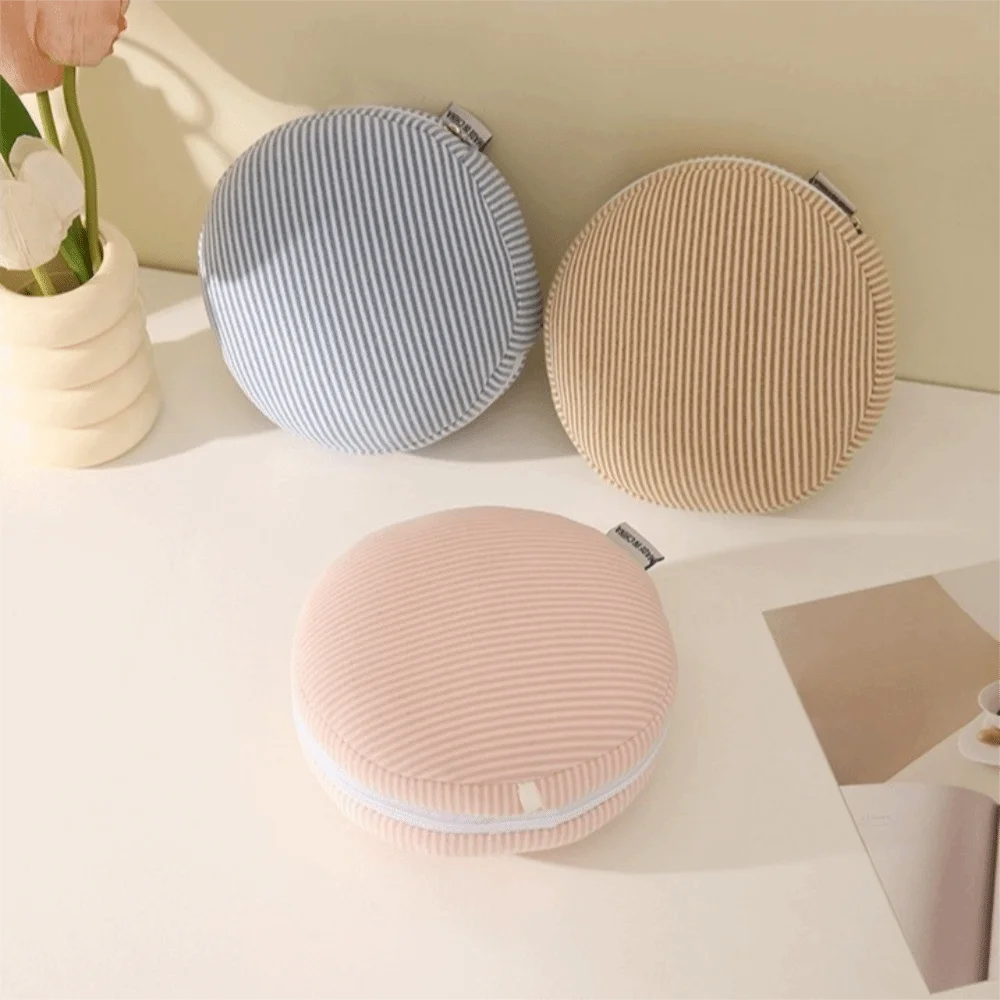 

Stripe 2 in 1 Eye Mask Pillow Foldable Storage Hook Travel Folding Pillow Elastic Band Sleep Tool Neck Headrest Living Room