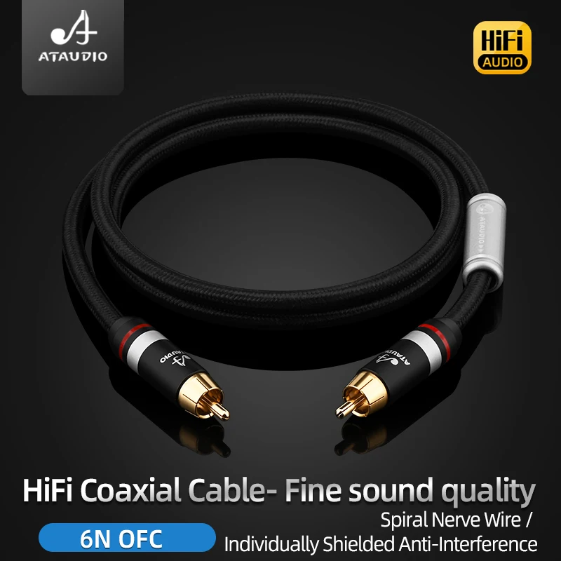 High Quality OFC 75 Ohms HiFi Coaxial Audio Cable RCA  Male to Male Digital Audio Coaxial Cable for DAC Subwoofer Speaker