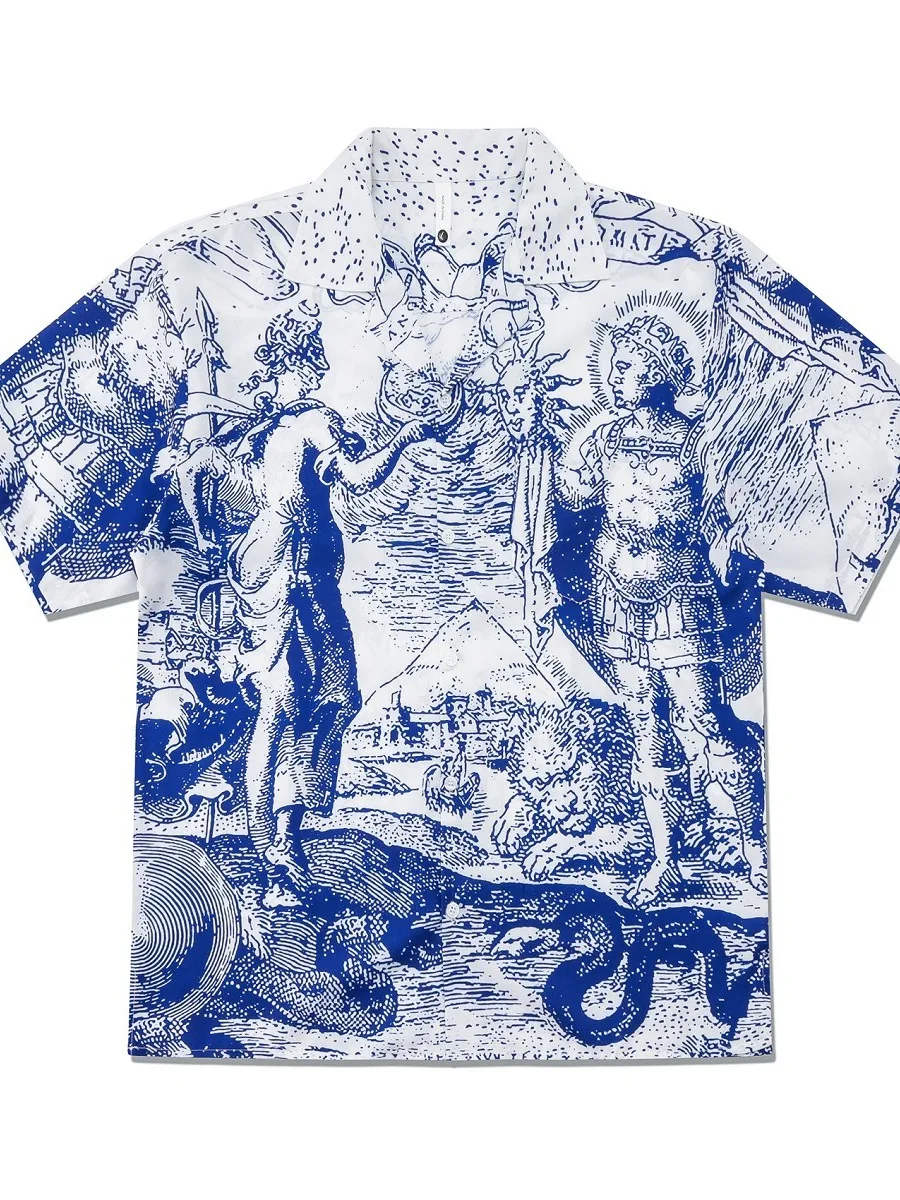 

Мужская модная одежда свободного кроя с принтом, повседневная одежда ort Sve с отложным воротником, полиэфирное волокно, всесезонная одежда