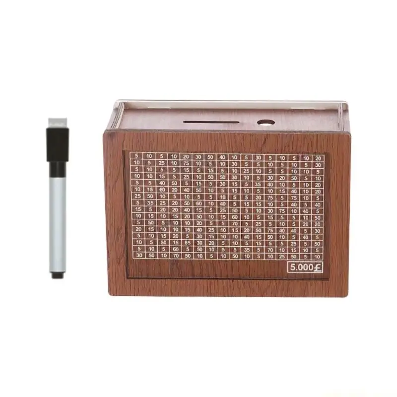 QX2E Traditional Savings Box With Clear Pound Counter Panel And Money Calculating Planning Detail For Household