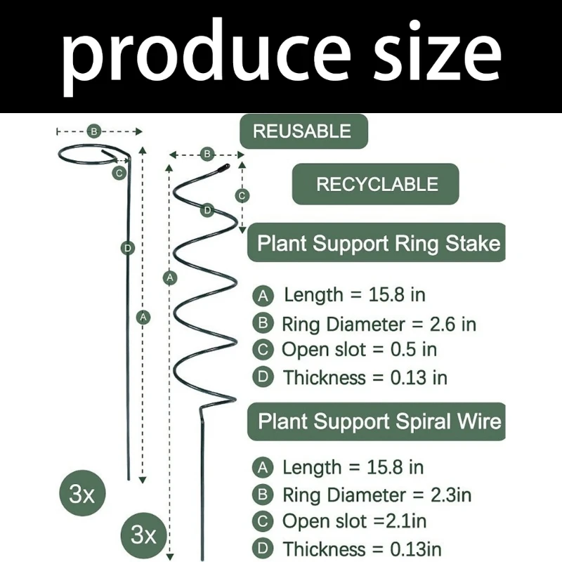 5PCS Garden Stakes Stakes Metal Plant Training Rod Suporte crescimento vertical Stand para tomate e planta