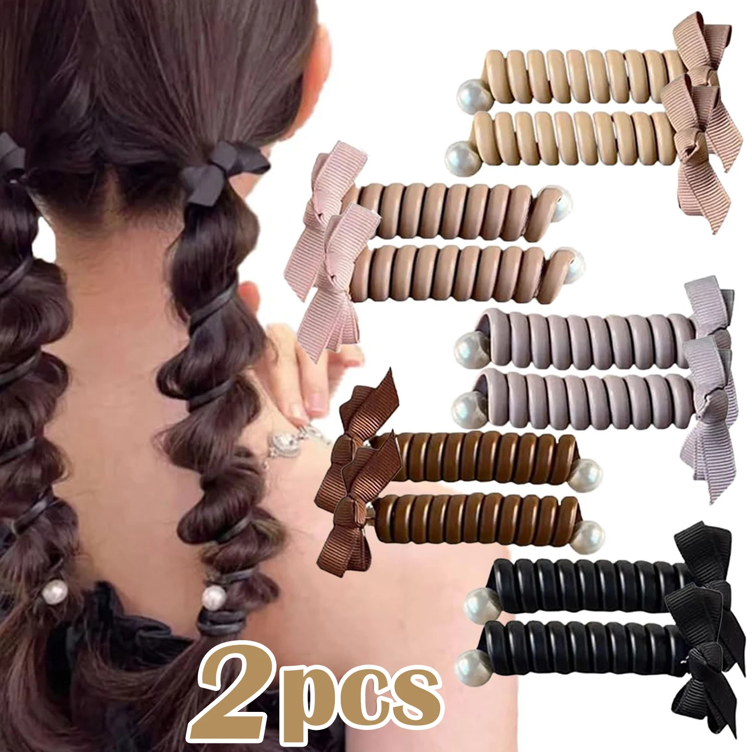 1/2pcs Elastic Rubber Band For Children Girls Telephone Wire Hair Ties Spiral Coil Hairbands Hair Rope Ponytail Hair Accessories