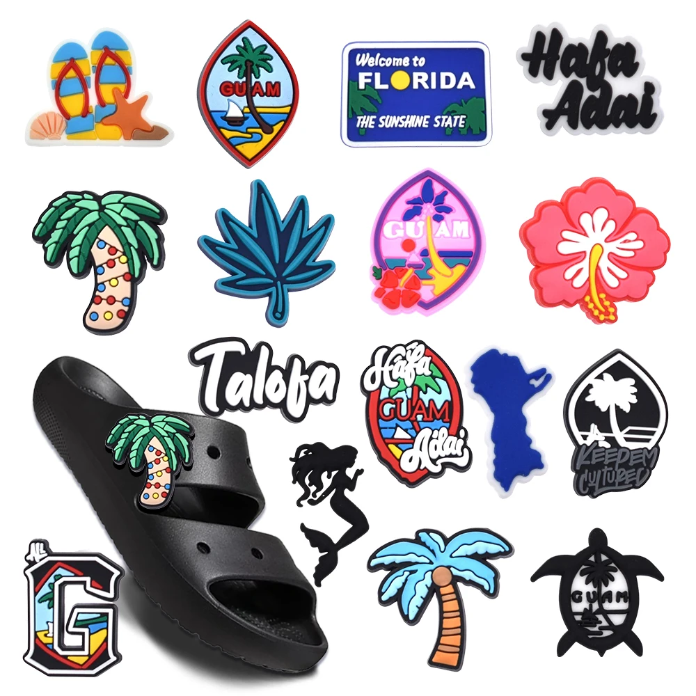 

1-112pcs New Summer Island Shoes Decorated pvc shoes charm Hawaiian selling designer custom crocodile charm Young holiday gifts