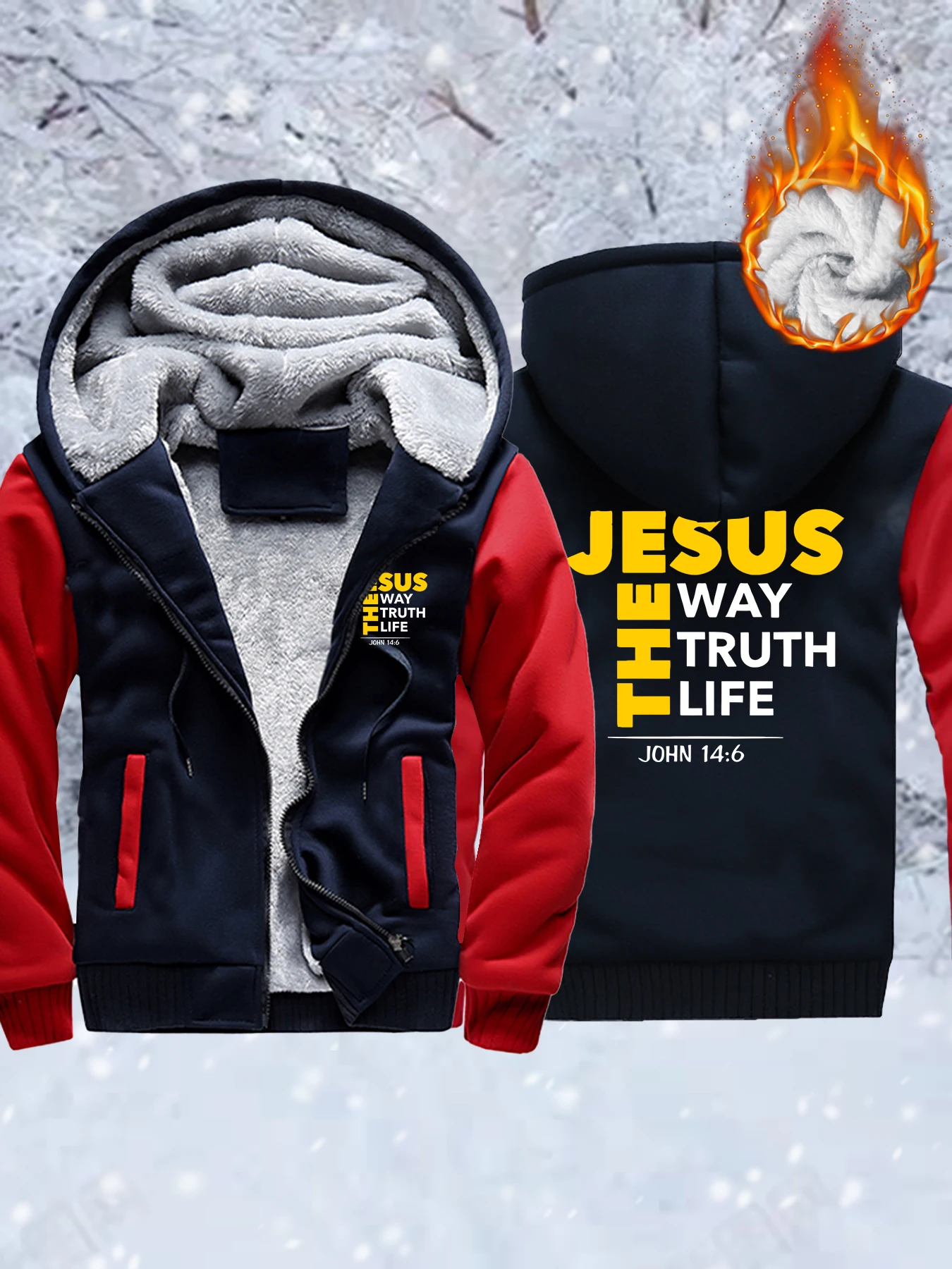 

Утепленная куртка с узором «Иисус Шлях», мужские флисовые универсальные пальто, зимняя уличная одежда на молнии, свободная удобная одежда