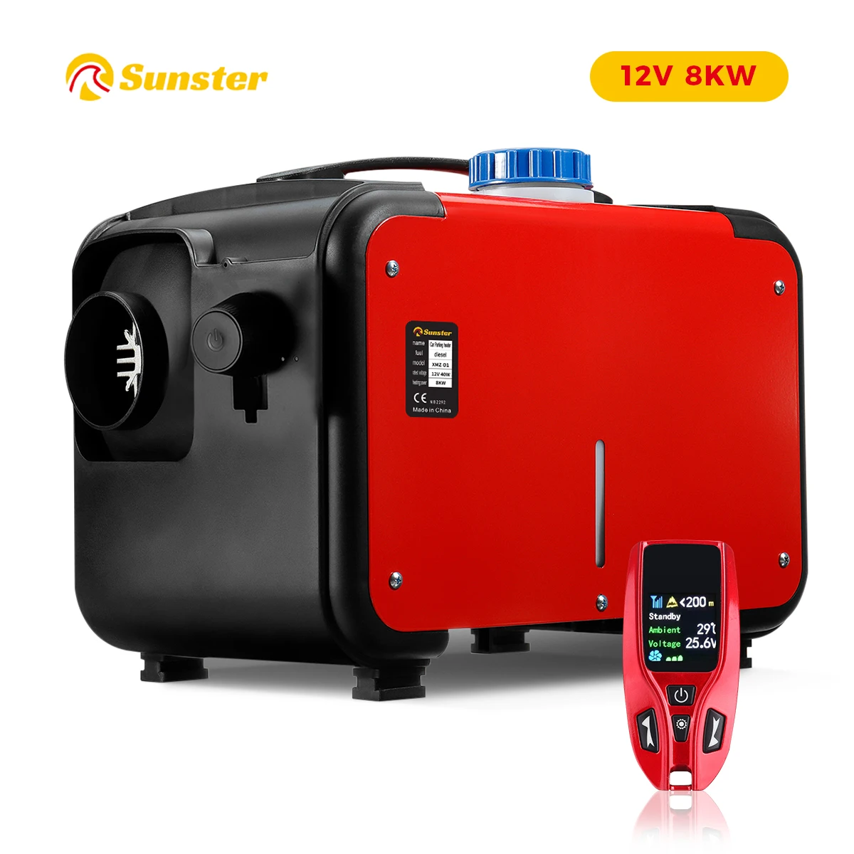 Sunster ALL IN ONE Diesel Air Parking Heater 8KW 12V Diesel Heater with Remote Control for Cars Trucks RVs Boats Buses