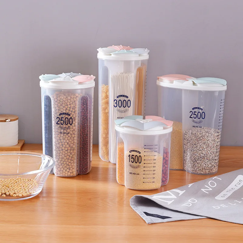 Transparent sealed jar for whole grains and cereals, kitchen storage box with lid, bean food grade storage jar, plastic bottle