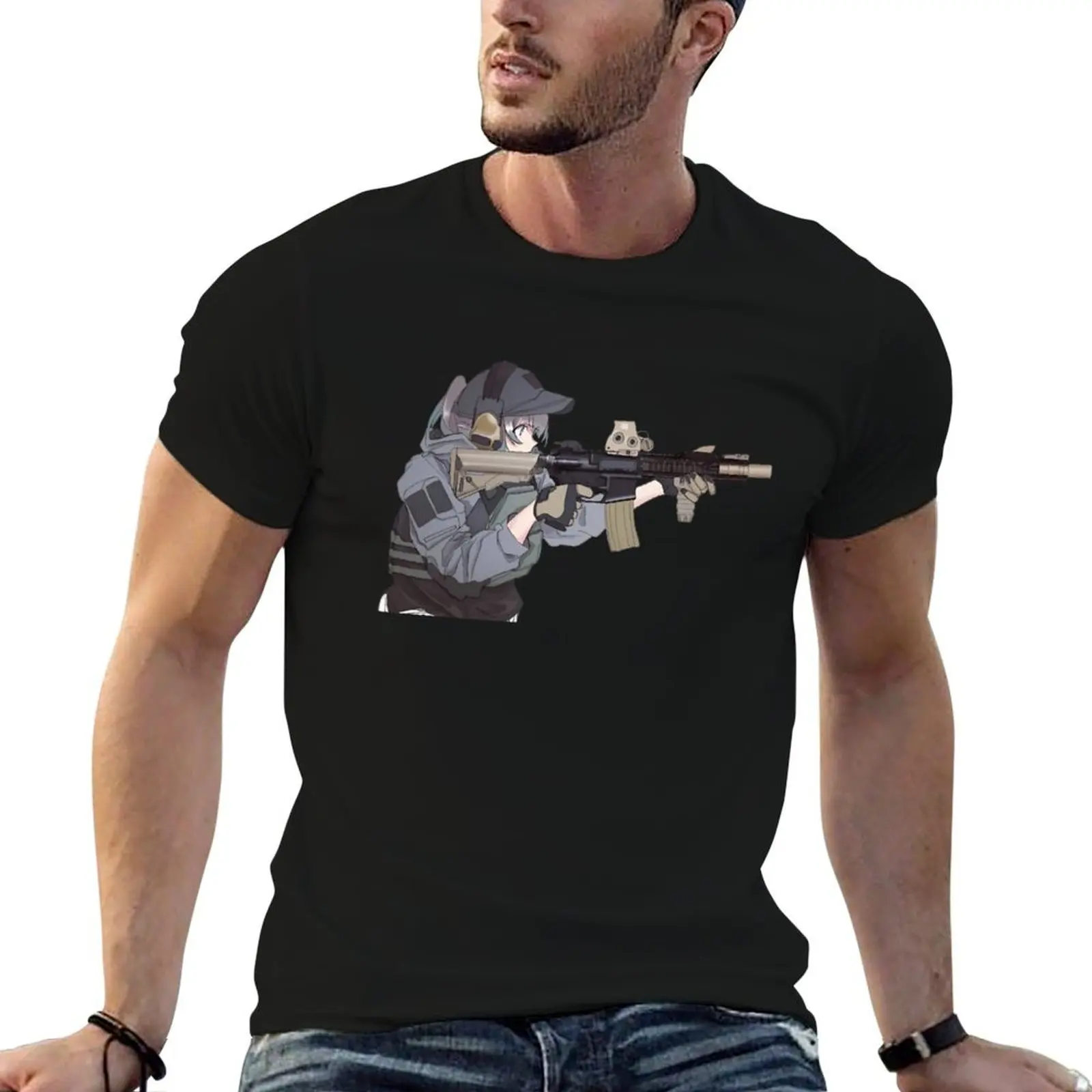 Military Anime Girl T-Shirt graphics shirts graphic tees quick drying men tshirt