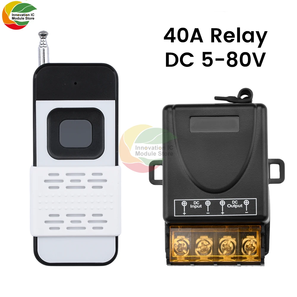 433Mhz Wireless Remote Control Switch DC5V12V24V80V High Power Long Distance RF Receiver 40A