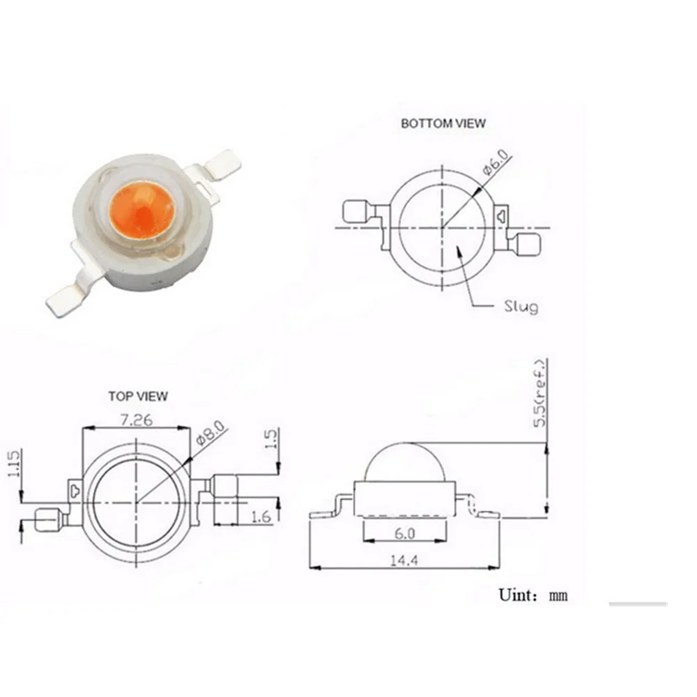 50pcs 3W high power led Lamp plant grow light Bulb full spectrum 400-840nm 45MIL Chip 3.2-3.4 700mA180-200LM