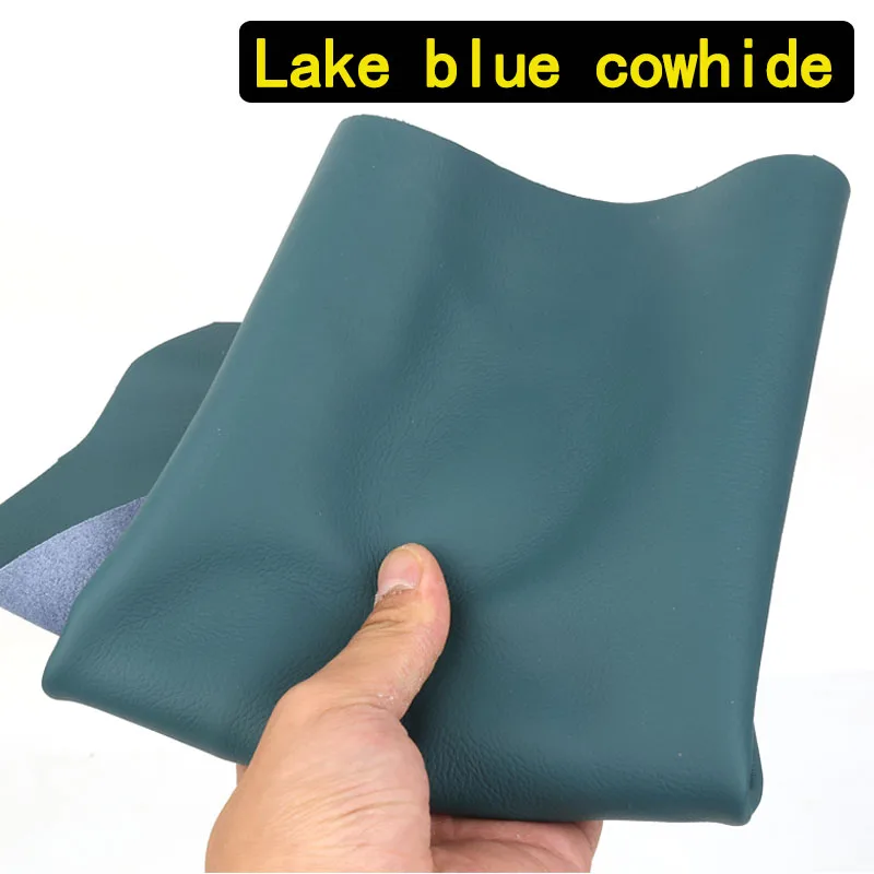 Lake Blue Distressed Top Layer Cowhide, Blue-Green Genuine Cowhide Leather Material, Fine Grain Sofa Headboard Furniture, Car Se