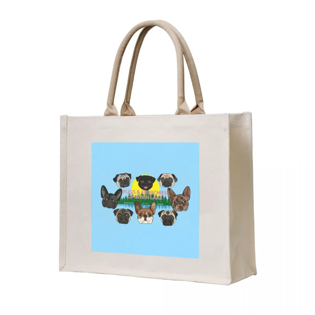 

Pugs and Frenchies of Irwin Lake, Nova Scotia Tote Bag Women bags Gift bags eco pack